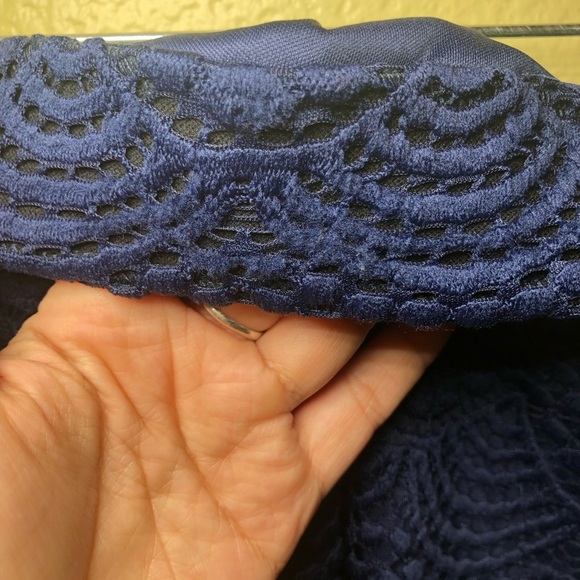 Lilly Pulitzer Jade Dress True Navy Scalloped Shell Lace Off Shoulder, Size XXS - Picture 6 of 9